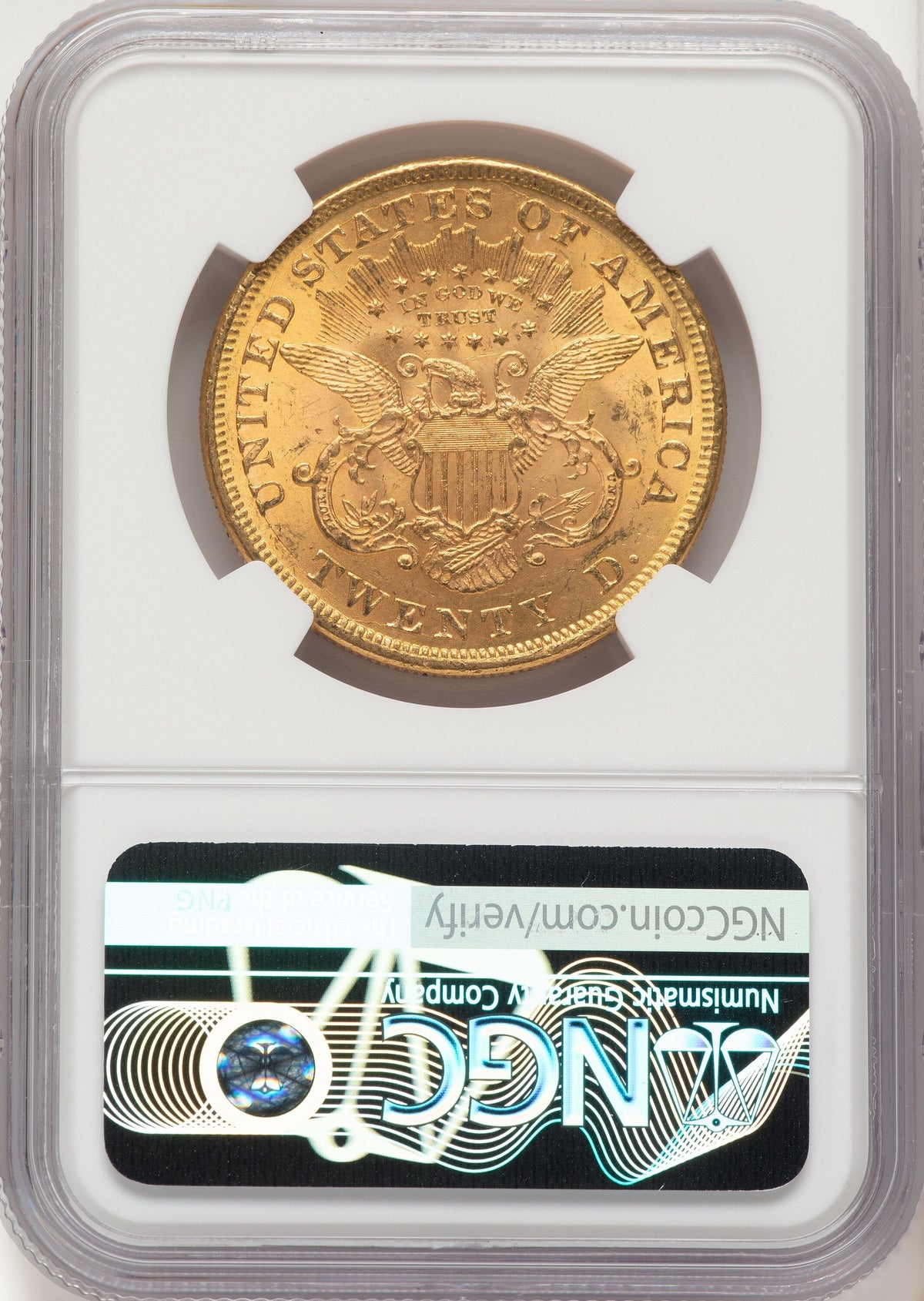 1873 $20 OPEN 3 Liberty Double Eagle NGC MS61