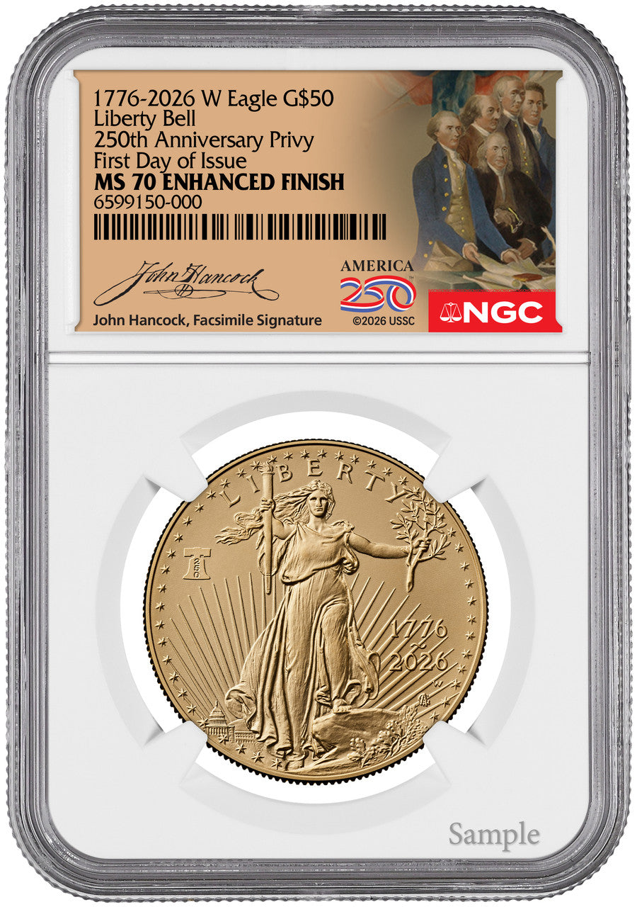 2026-W 1 oz Enhanced Gold Eagle 250 FDI NGC MS70 (1776-2026) Hancock