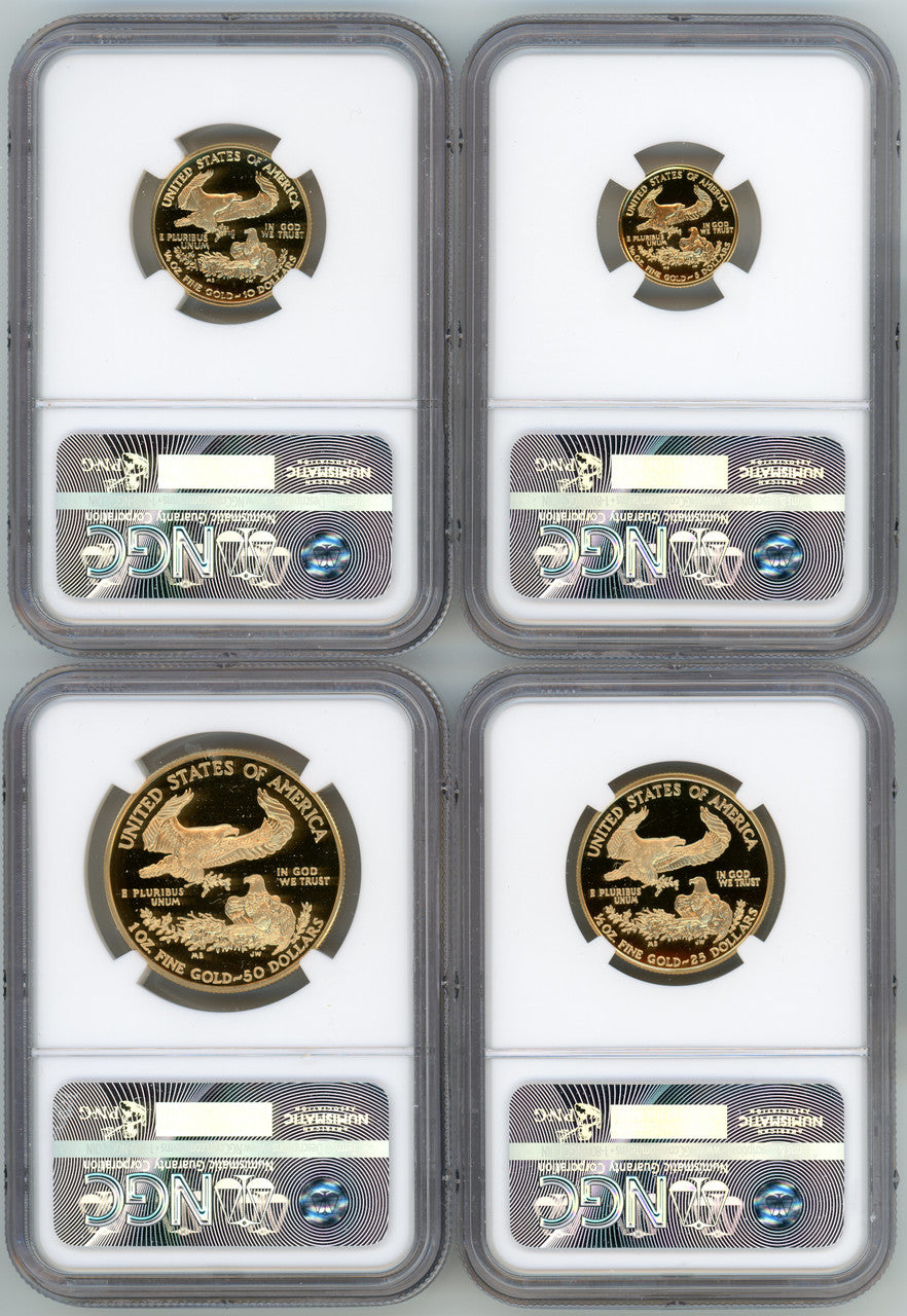 2001-W American Gold Eagle Proof 4-Coin Year Set NGC PF70 Ed Moy Signed