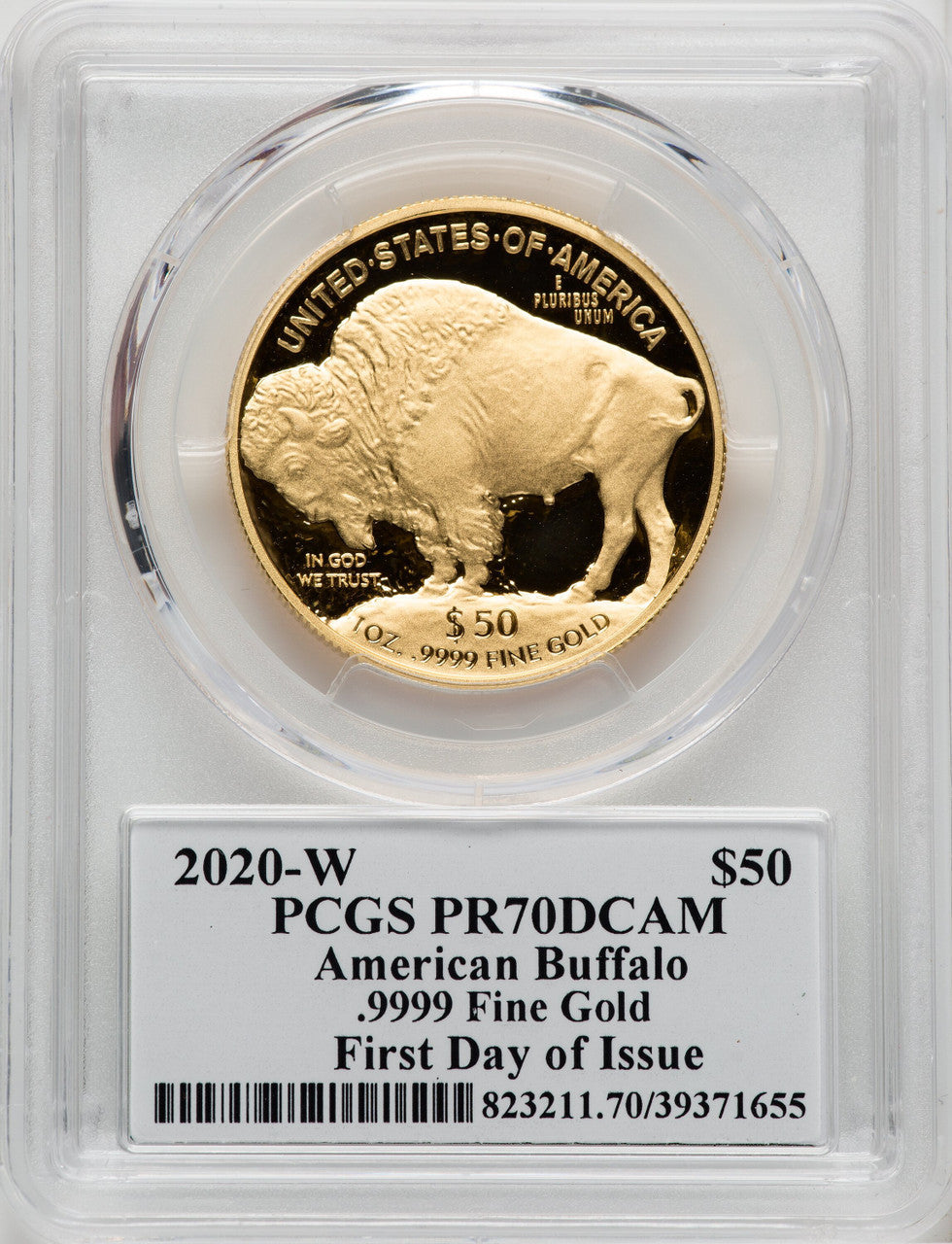 2020-W G$50 Gold Buffalo First Day of Issue Cleveland Minuteman DCAM PCGS PR70