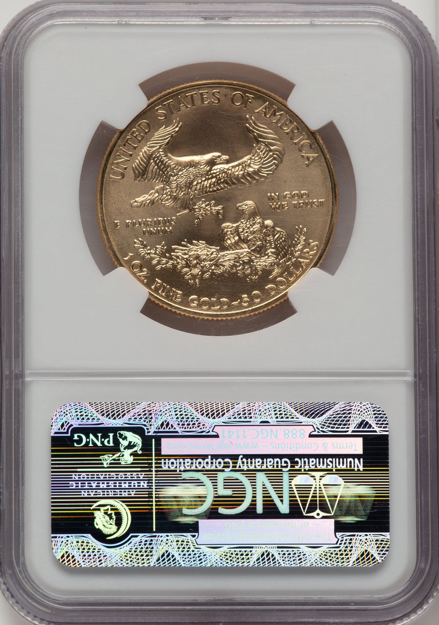 2009 $50 One-Ounce Gold Eagle Brown Label NGC MS70
