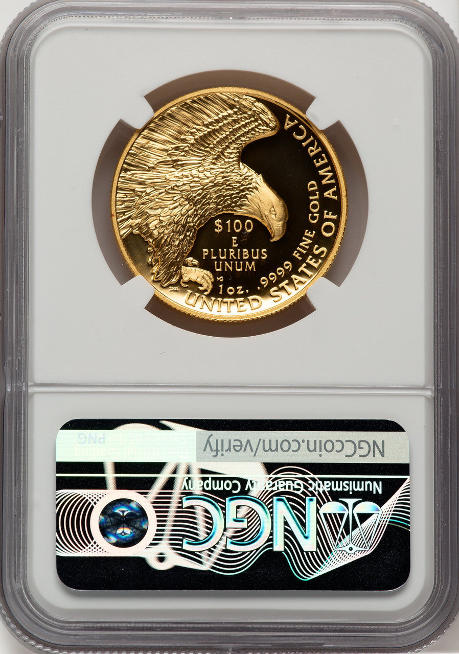 2019-W G$100 American Liberty High Relief Enhanced UC Brown Label NGC MS70