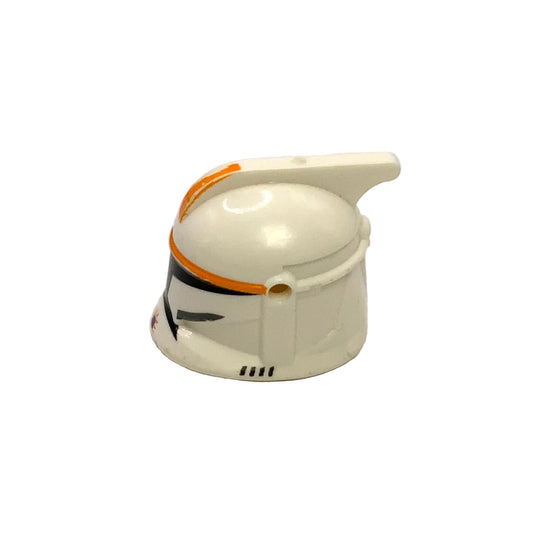Minifigure, Headgear Helmet SW Clone Trooper with Holes, Orange Stripe Pattern (Commander Cody Phase 1), Part# 61189pb04
