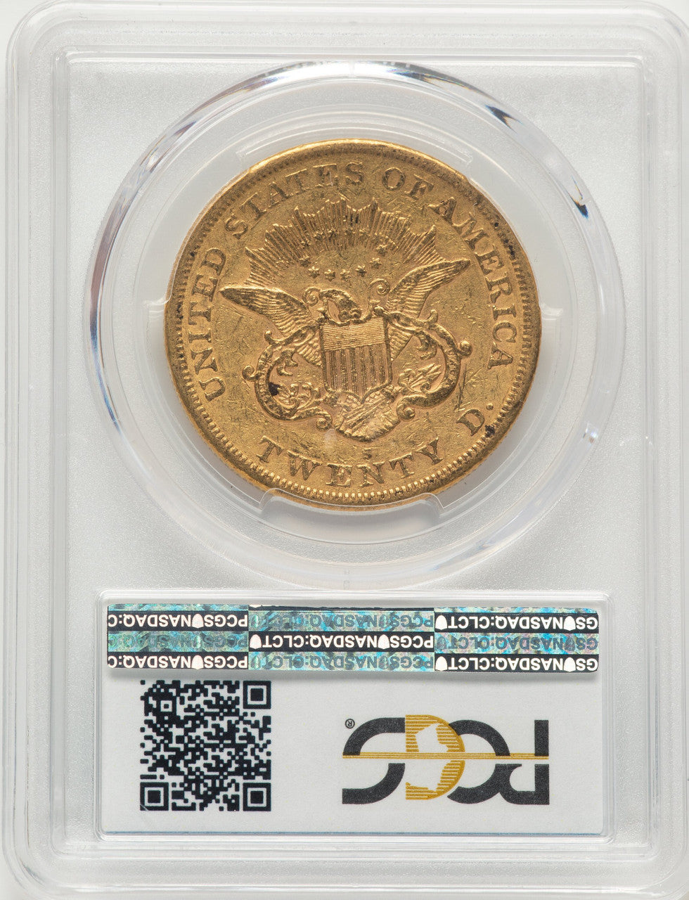 1865-S $20 Liberty Double Eagle PCGS AU50