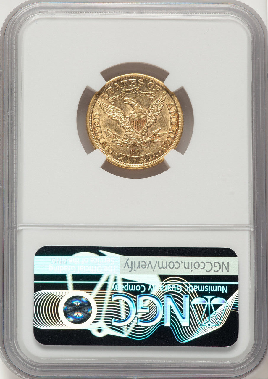 1882-CC $5 Liberty Half Eagle NGC AU55