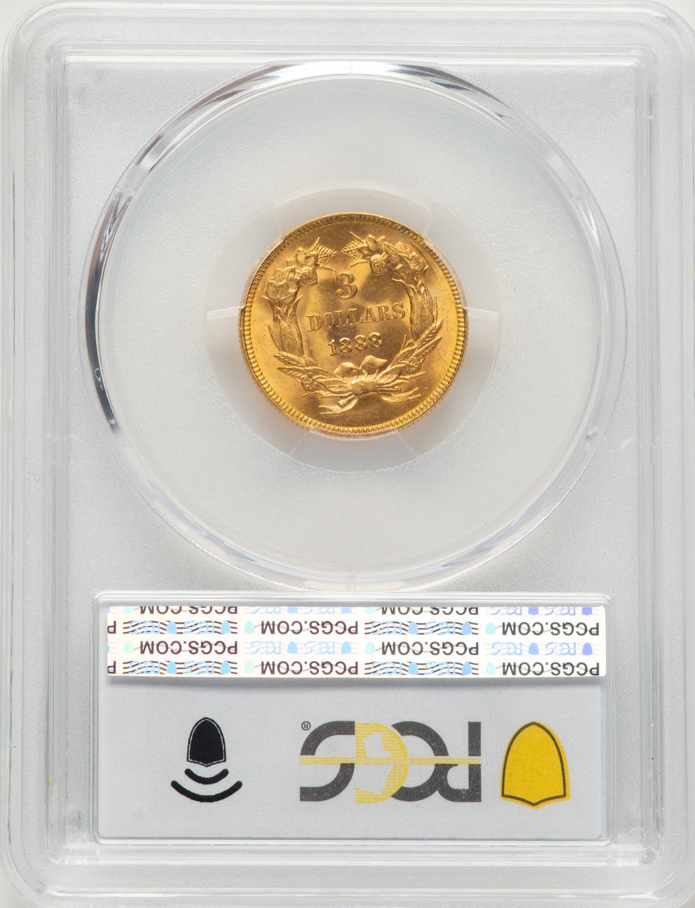 1888 $3 Three Dollar Gold Pieces PCGS MS65