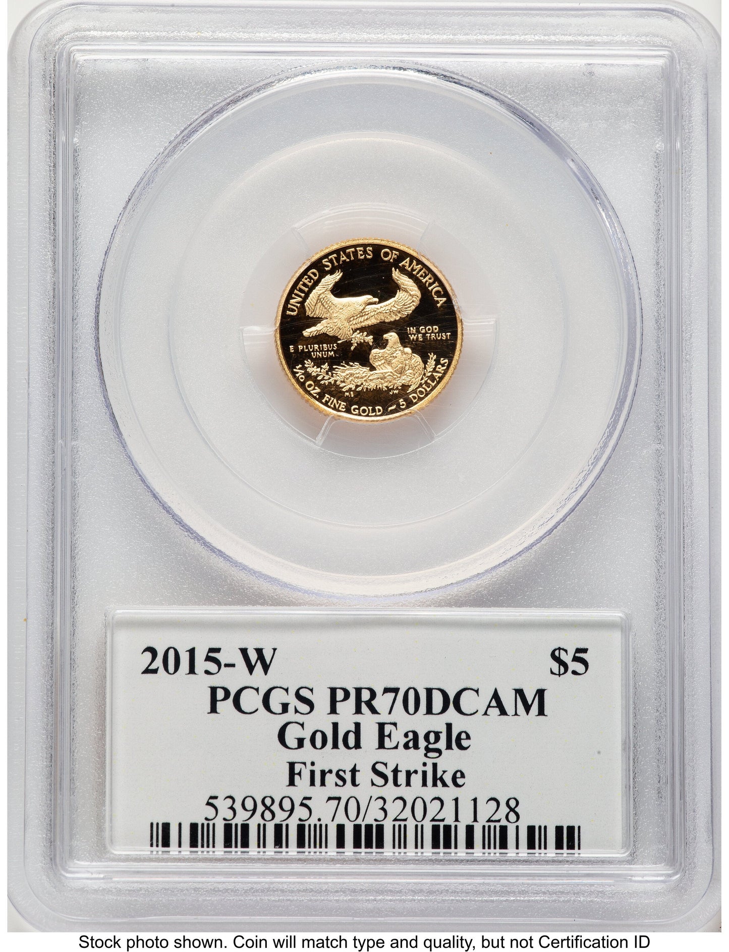 2015-W Proof Gold Eagle 1/10 oz FS Saint Gaudens Label PCGS PR70