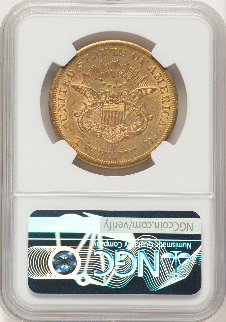1860-S $20 Liberty Double Eagle NGC AU55