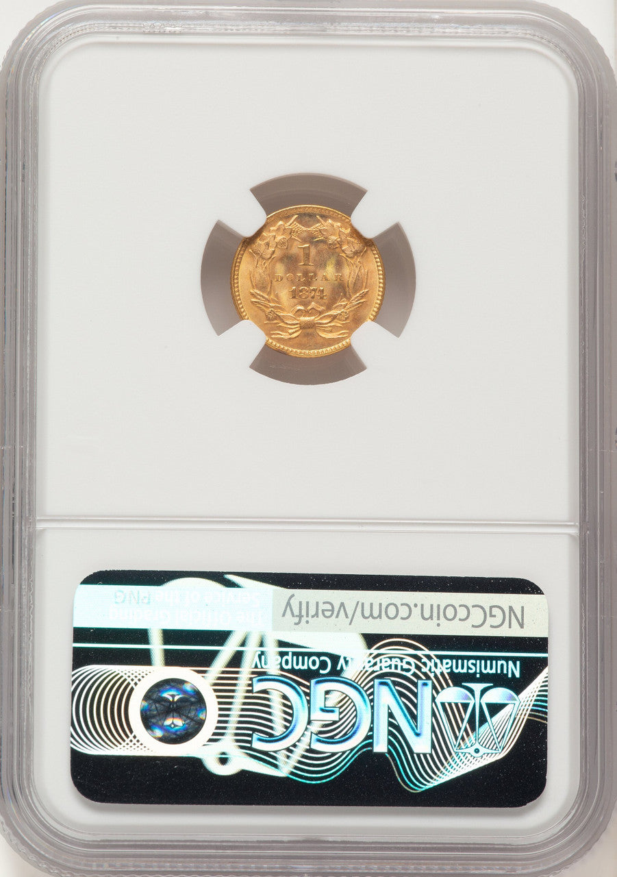 1874 G$1 Gold Dollar NGC MS67
