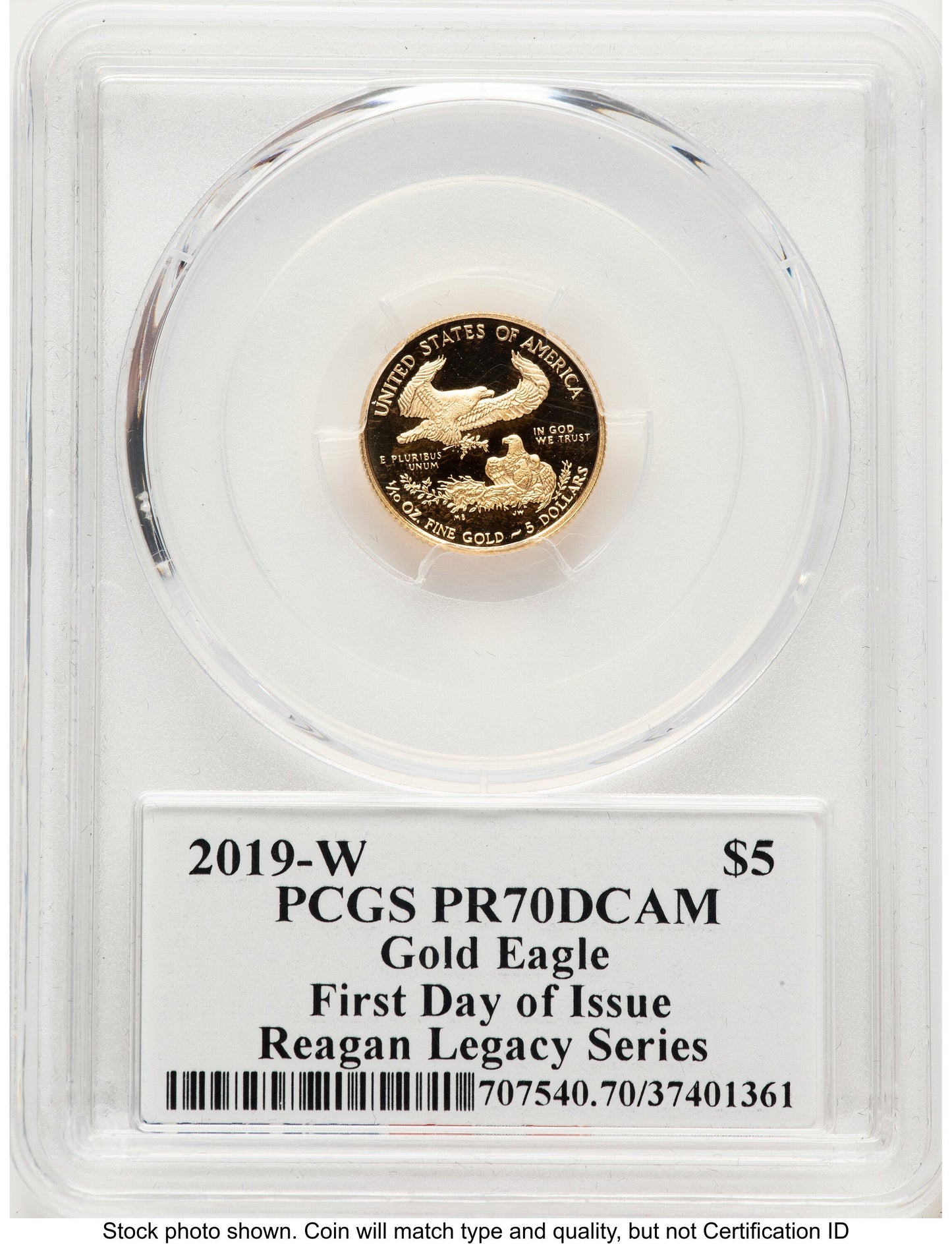 2019-W Proof Gold Eagle 1/10 oz FDI Reagan Legacy Series Michael Reagan PCGS PR70