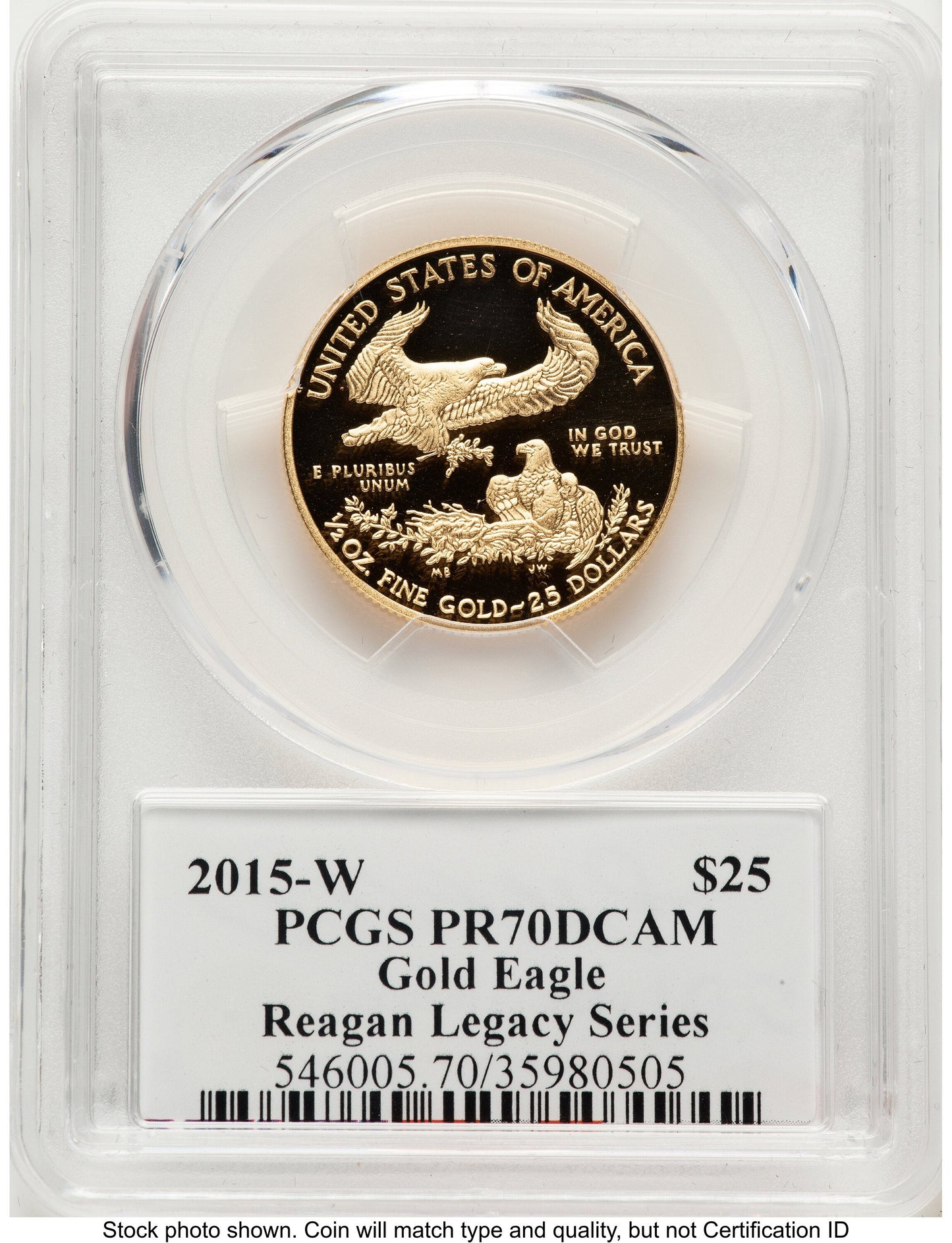 2015-W Proof Gold Eagle 1/2 oz Reagan Legacy Series Michael Reagan PCGS PR70