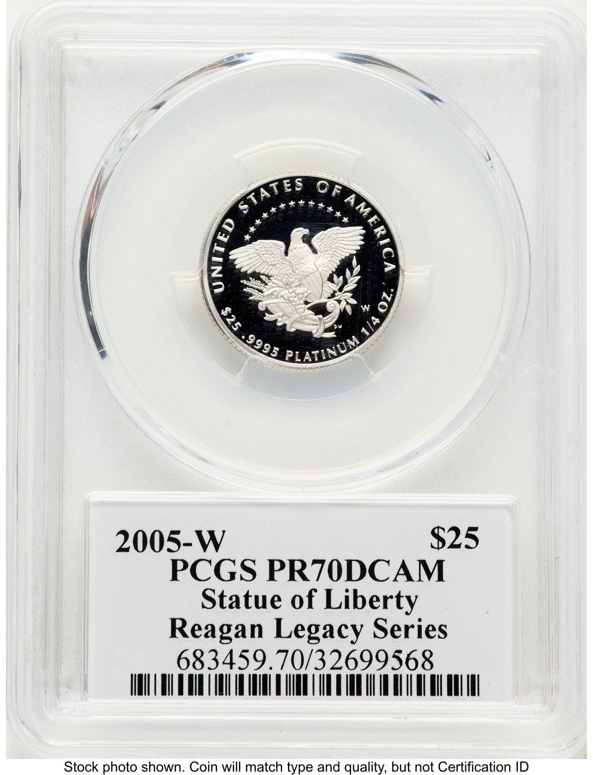 2005-W Proof Platinum Eagle 1/4 oz Reagan Legacy Series Michael Reagan PCGS PR70