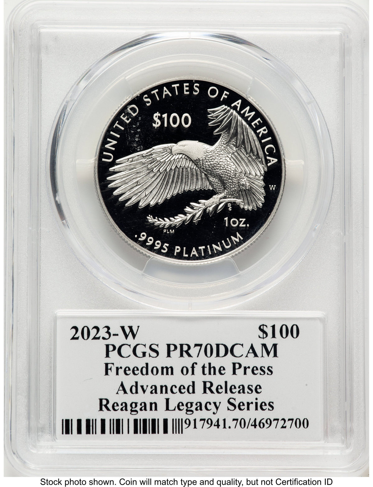 2023-W Proof Platinum Eagle 1 oz AR Reagan Legacy Series Michael Reagan Picture PCGS PR70