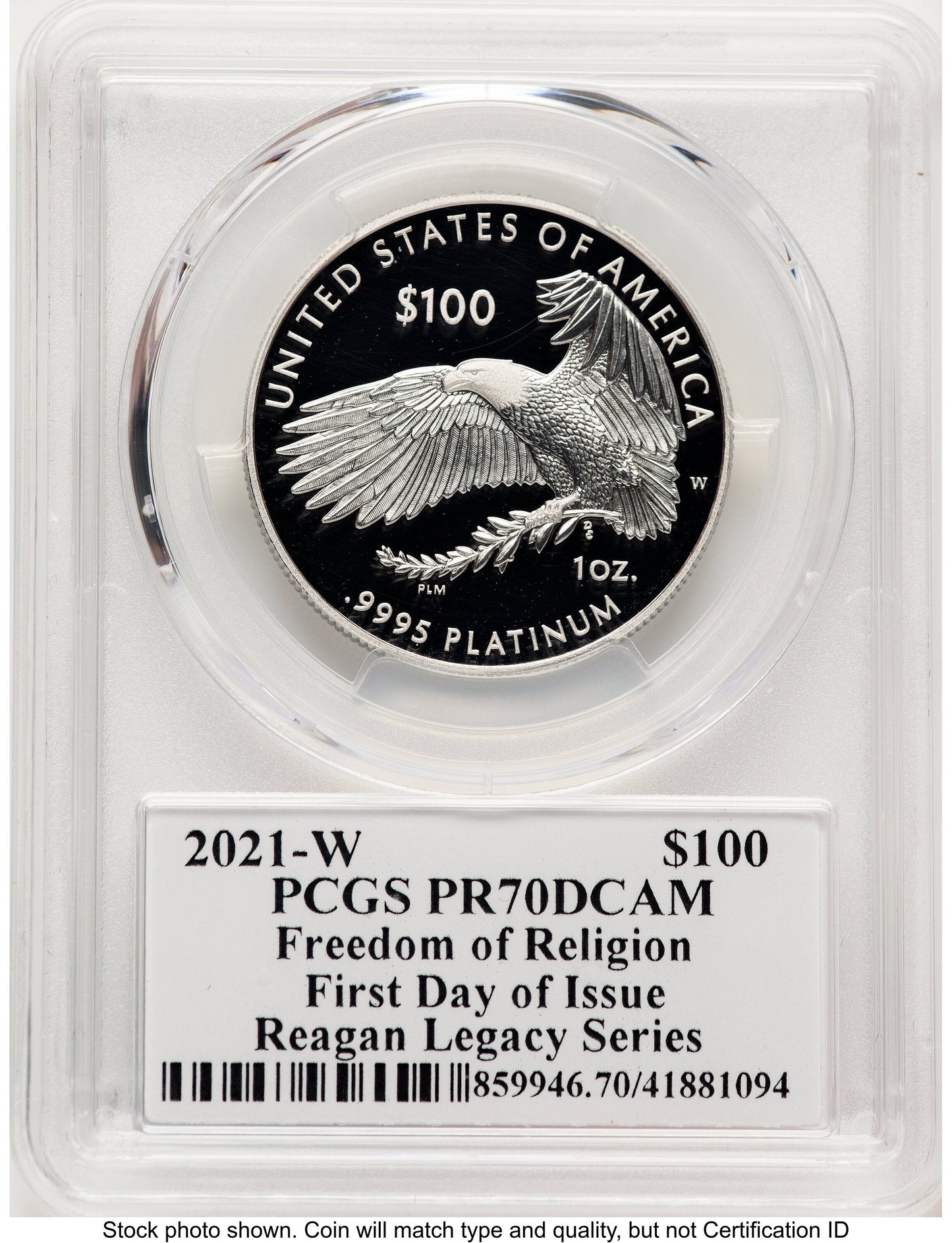 2021-W Proof Platinum Eagle 1 oz FDI Reagan Legacy Series Michael Reagan Picture PCGS PR70
