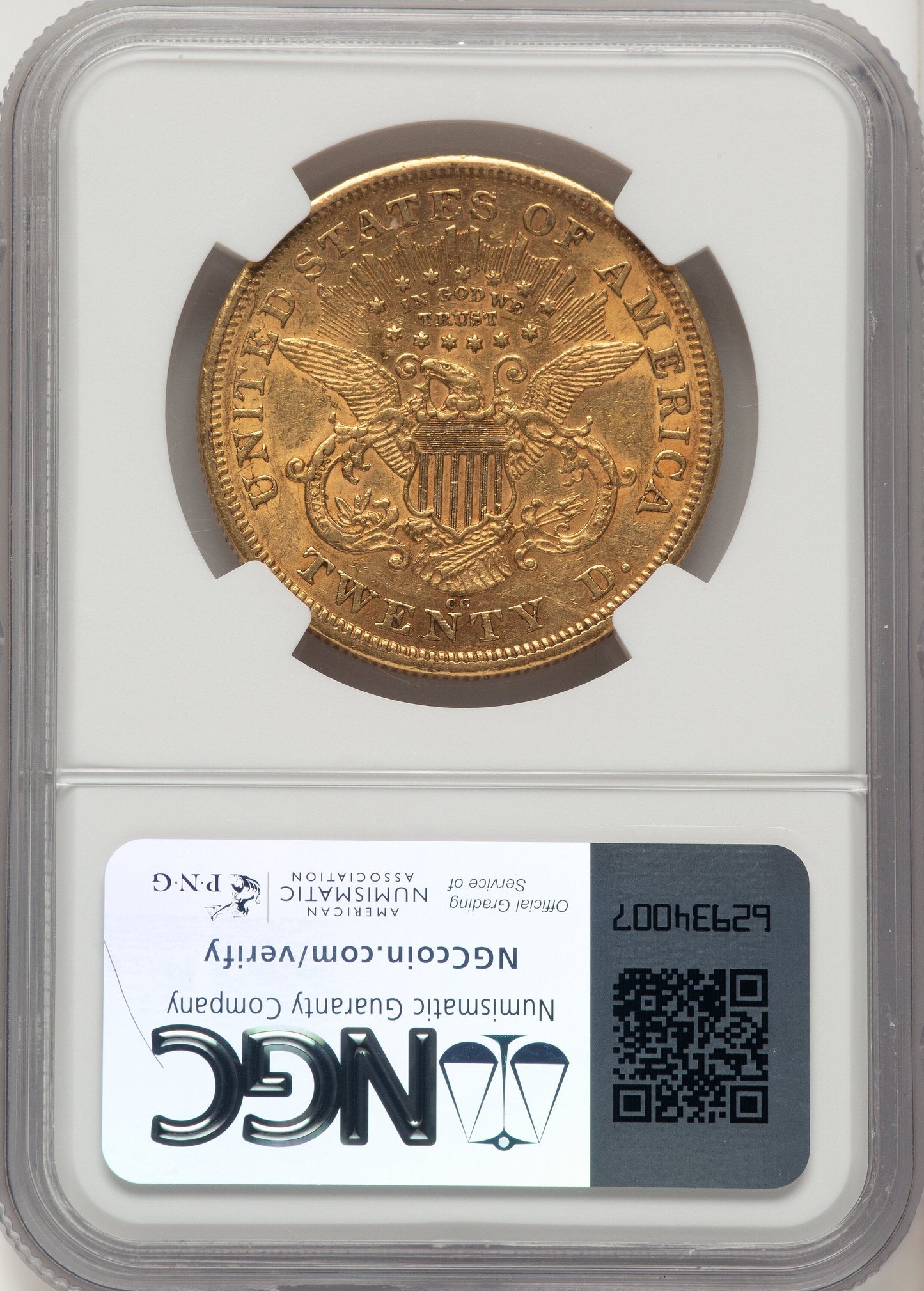 1876-CC $20 Liberty Double Eagle NGC AU53