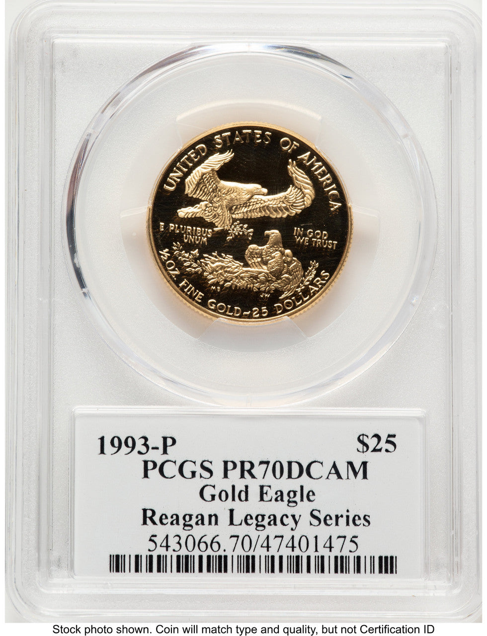 1993-P Proof Gold Eagle 1/2 oz Reagan Legacy Series Michael Reagan PCGS PR70