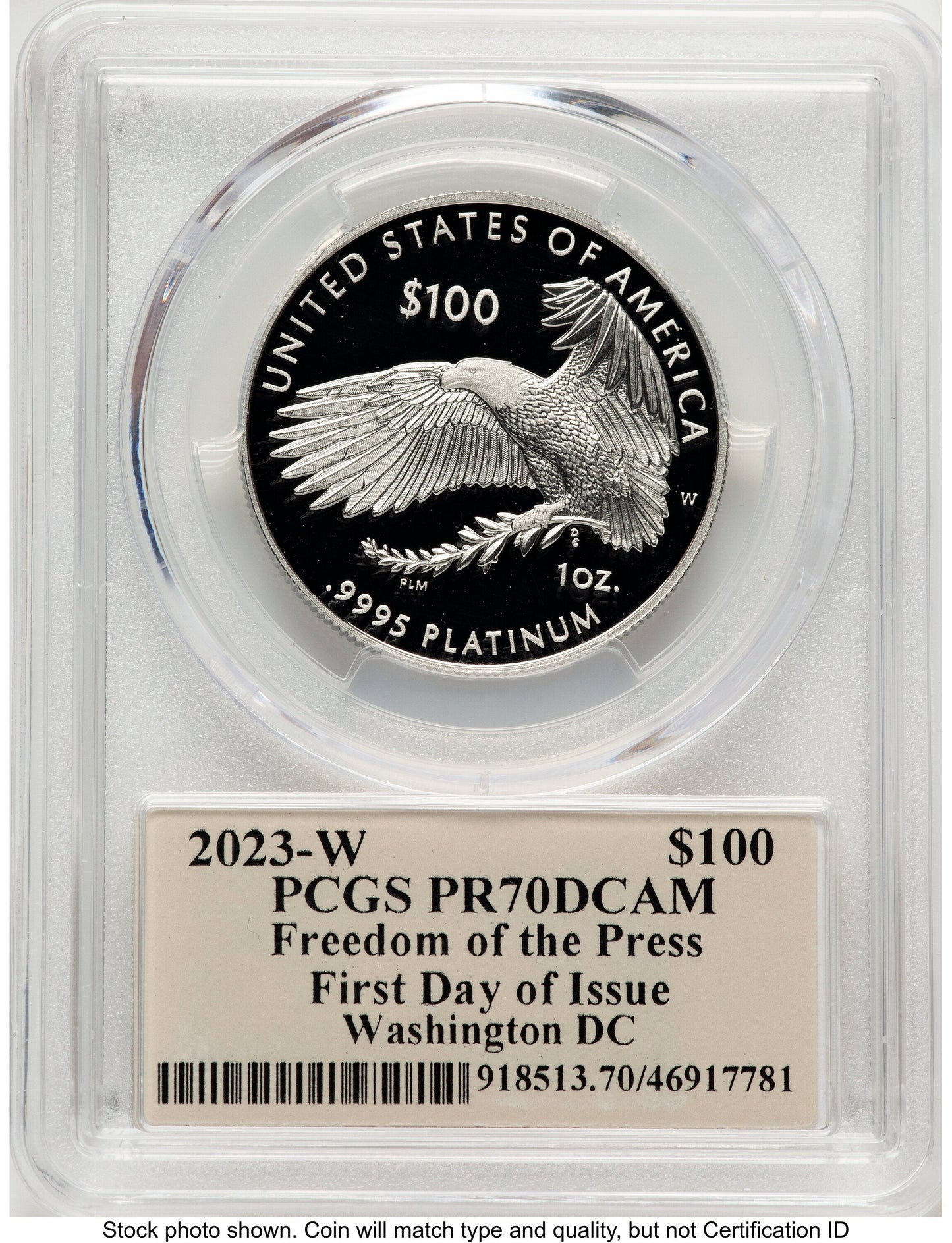 2023-W Proof Platinum Eagle 1 oz FDI Thomas Cleveland Art Deco Washington PCGS PR70