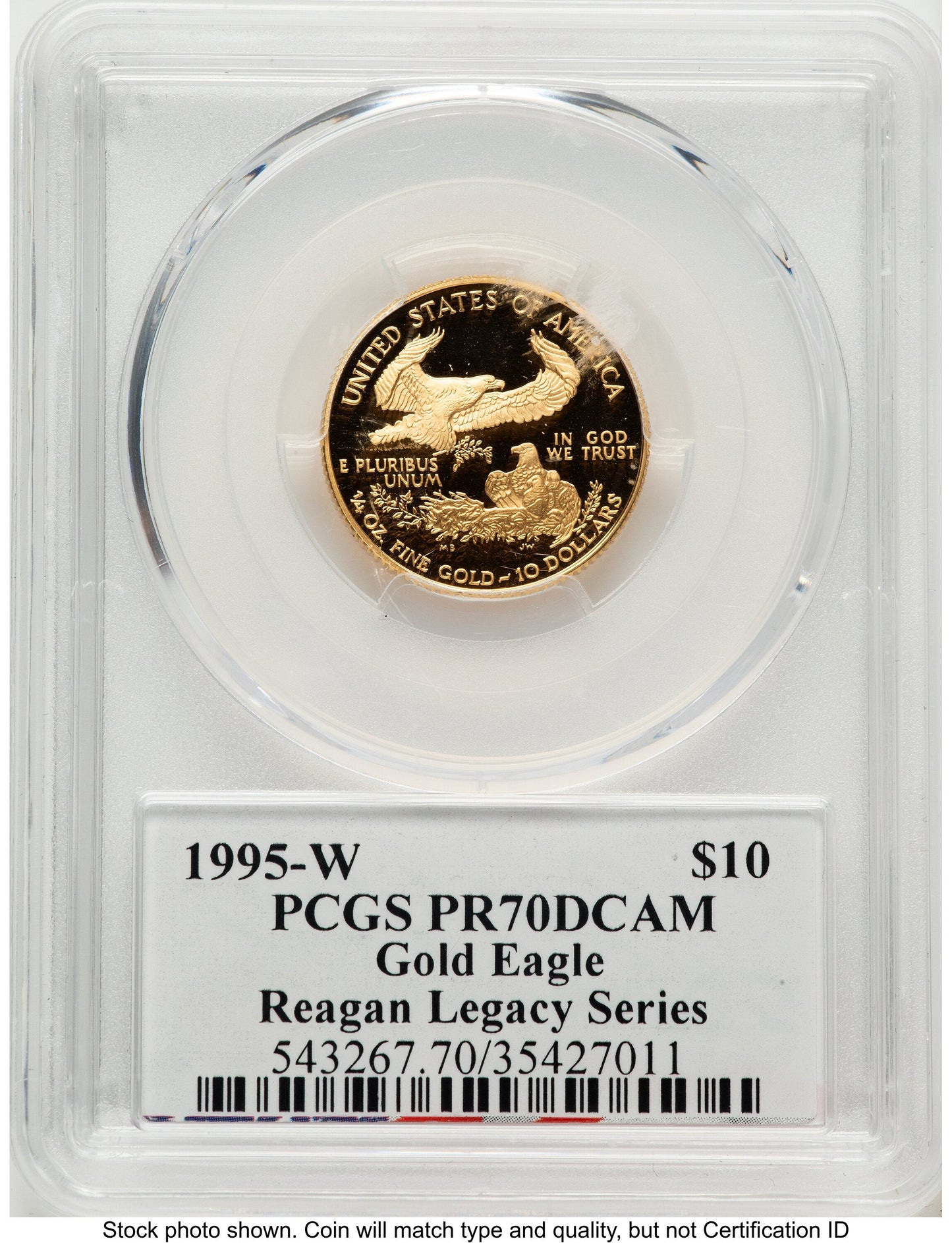 1995-W Proof Gold Eagle 1/4 oz Reagan Legacy Series Michael Reagan PCGS PR70