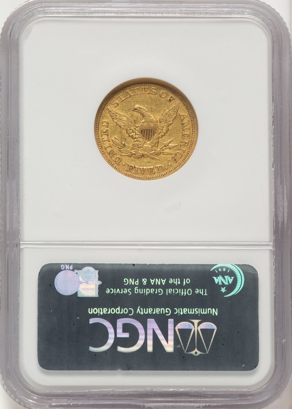 1848 $5 Liberty Half Eagle NGC AU50