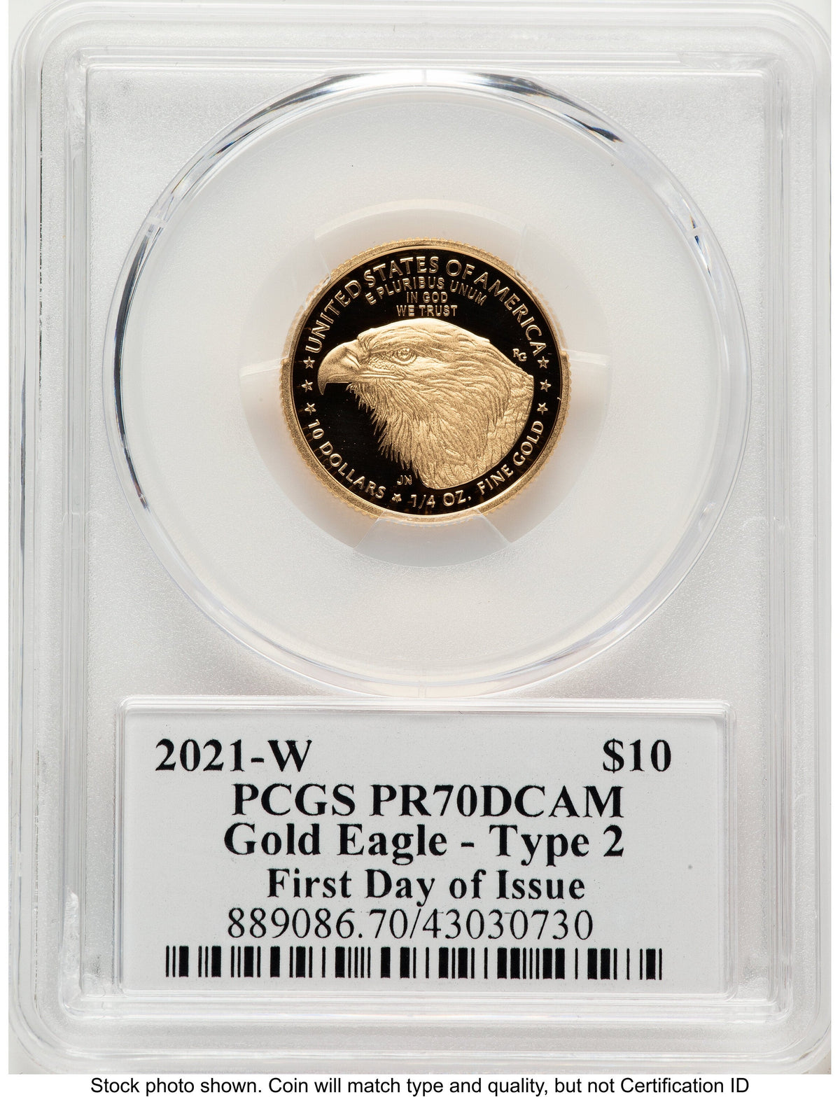 2021-W Type 2 Proof Gold Eagle 1/4 oz FDI Thomas Cleveland Americana PCGS PR70
