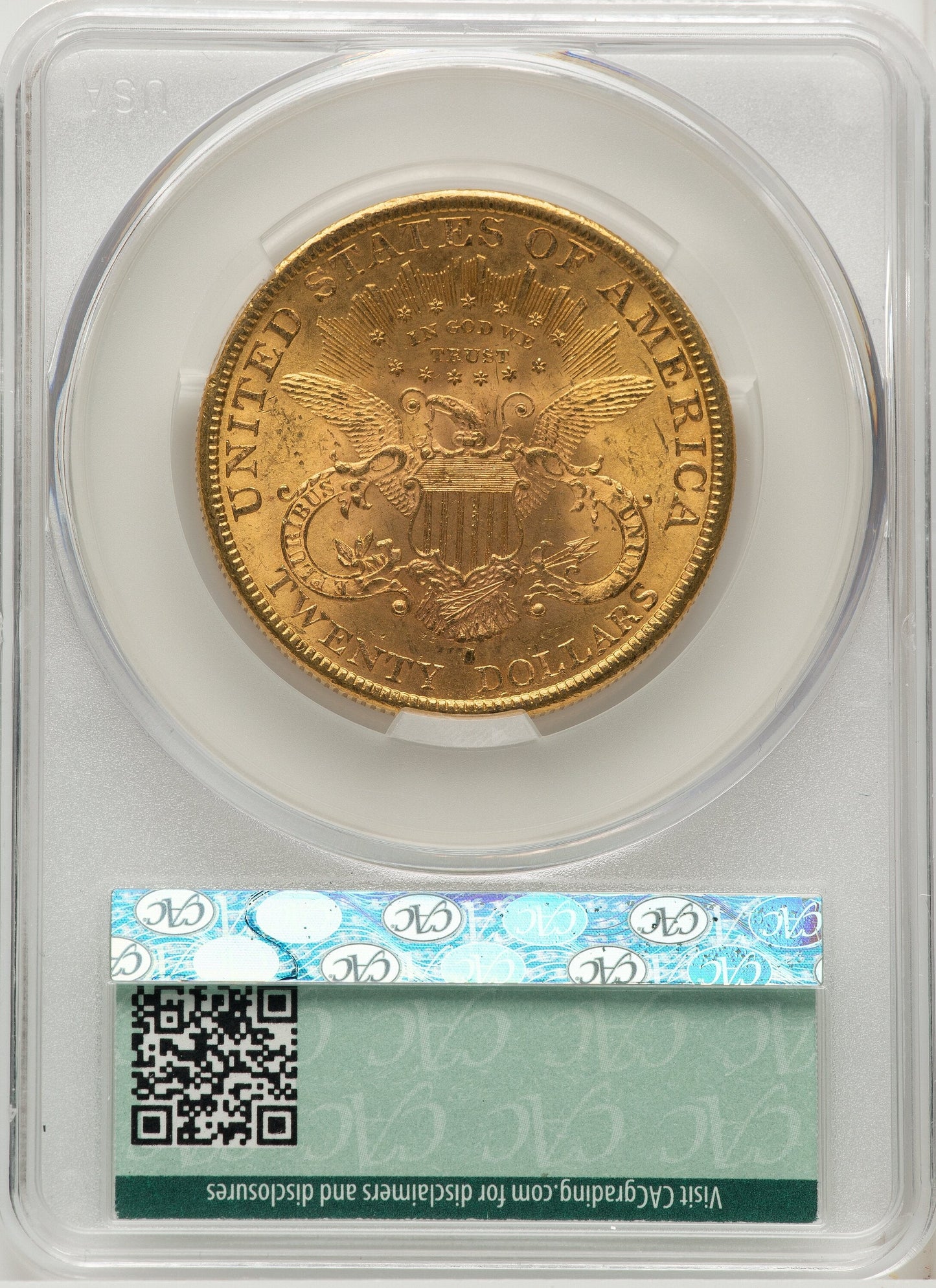 1892-S $20 Liberty Double Eagle CACG MS62