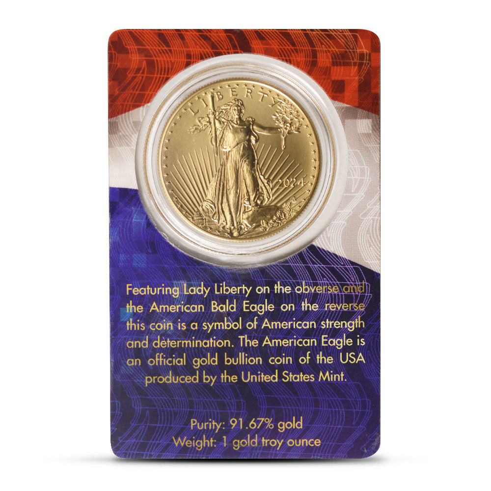 2024 1 oz American Gold Eagle Coin BU with Assay Card