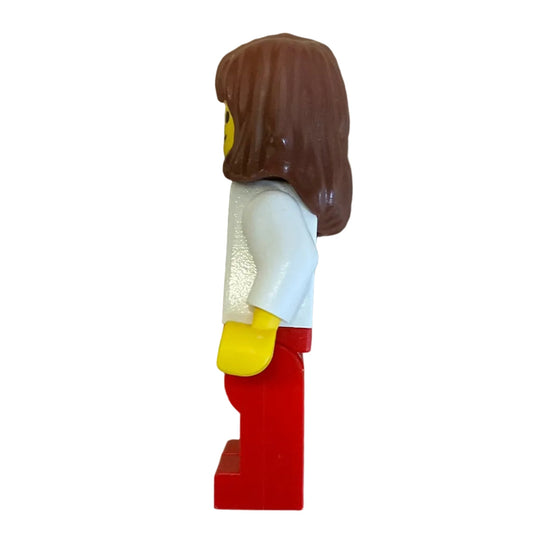 Plain White Torso, Reddish Brown Mid-Length Female Hair, pln113 - Town Minifigure