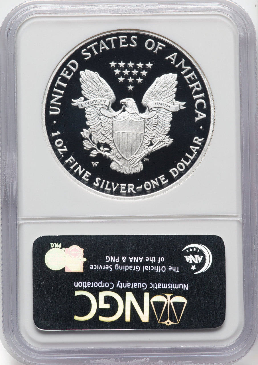 2007-W Proof Silver Eagle 1 oz ER Blue NGC PF70
