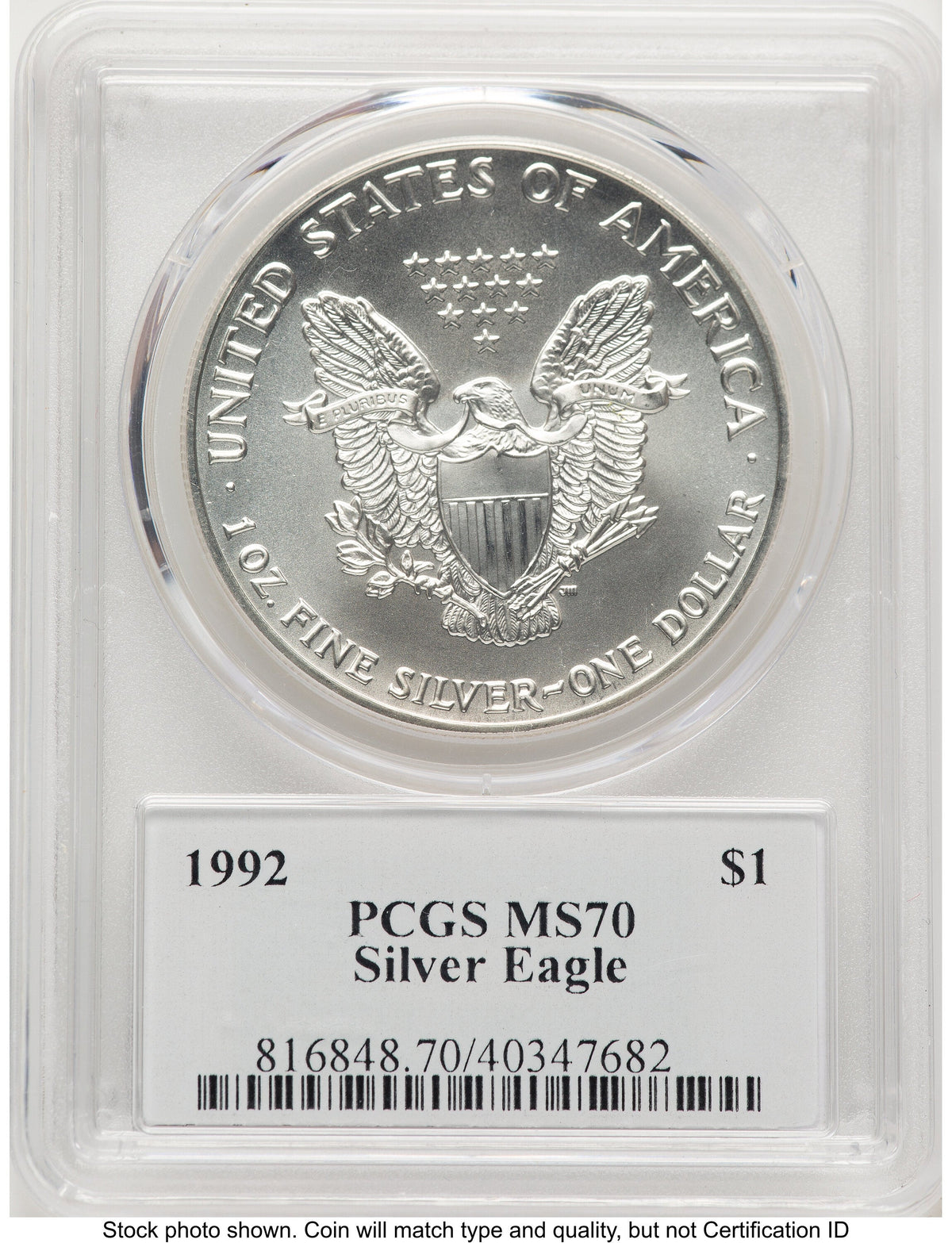 1992 Silver Eagle John PCGS MS70 Mercanti