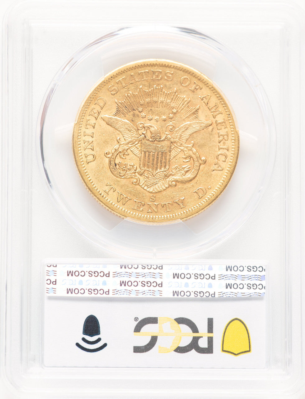 1857-S $20 Liberty Double Eagle PCGS AU50