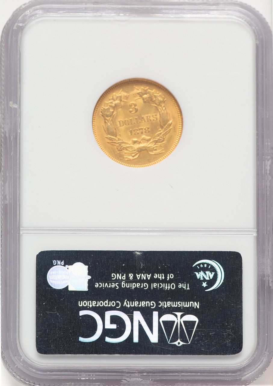 1878 $3 Three Dollar Gold Pieces NGC MS62 (778593001)