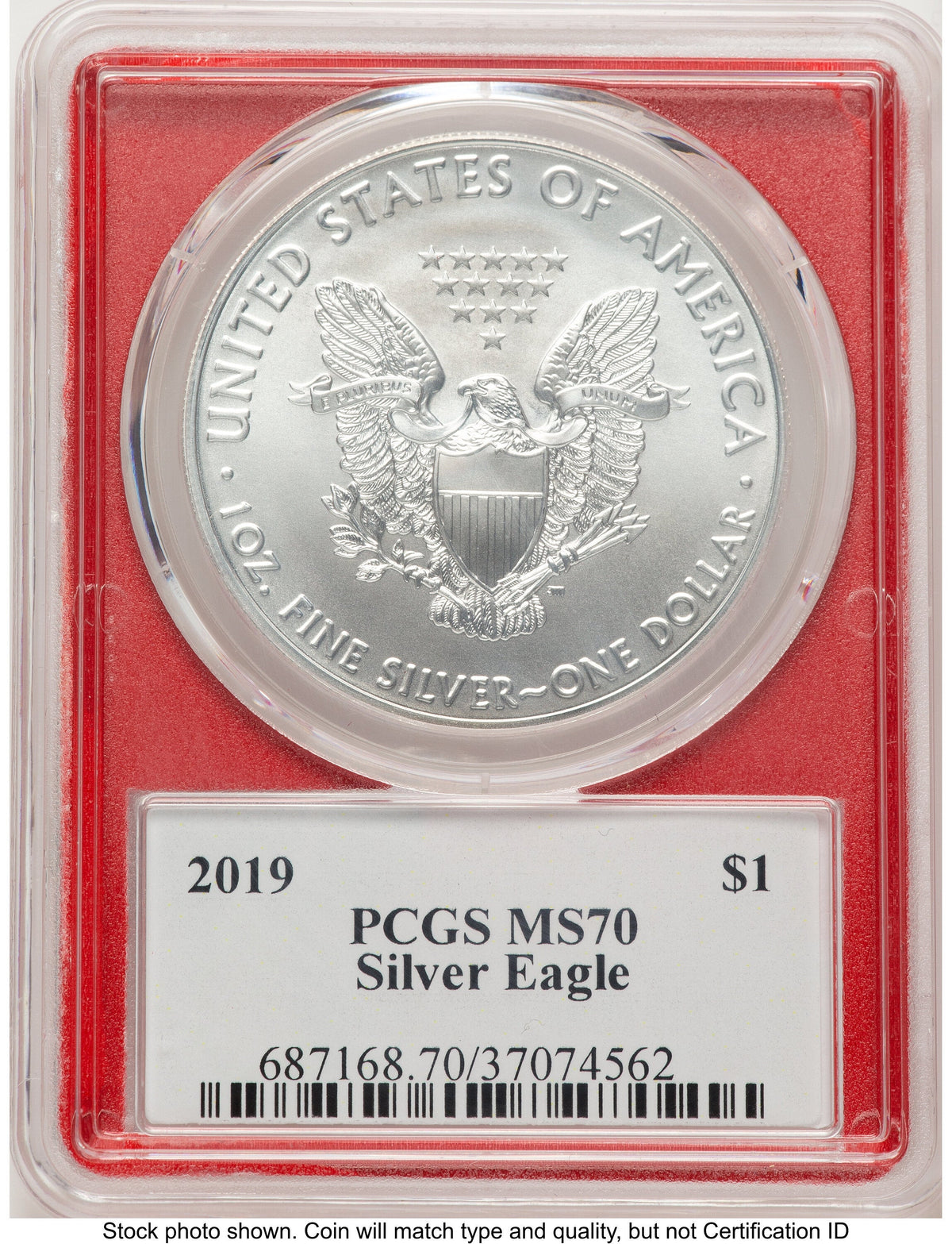 2019 Silver Eagle Trump History in Your Hands Red Frame Label PCGS MS70