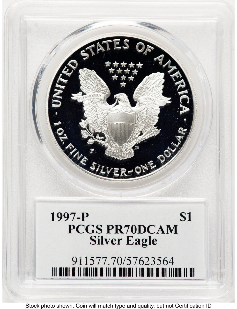 1997-P Proof Silver Eagle 1 oz TD Rogers PCGS PR70 (781017107)