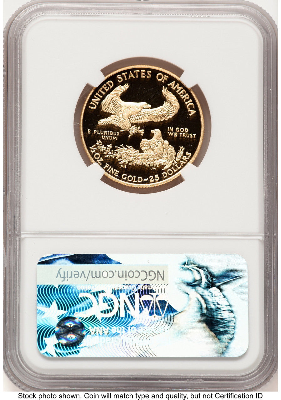 2017-W Proof Gold Eagle 1/2 oz ER Blue NGC PF70