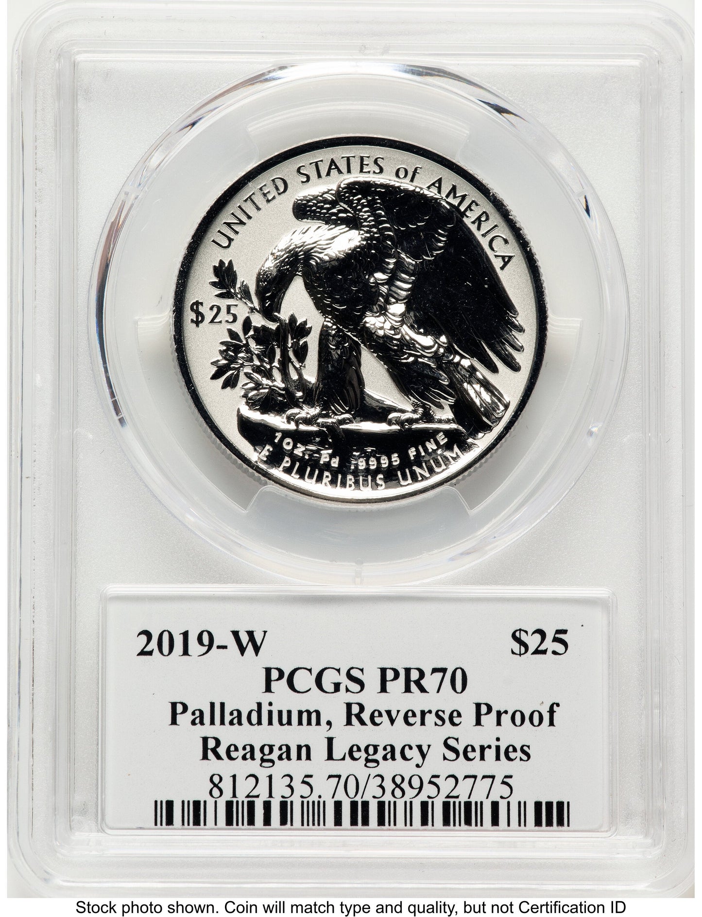 2019-W Palladium Eagle 1 oz REV Reagan Legacy Series Michael Reagan PCGS PR70