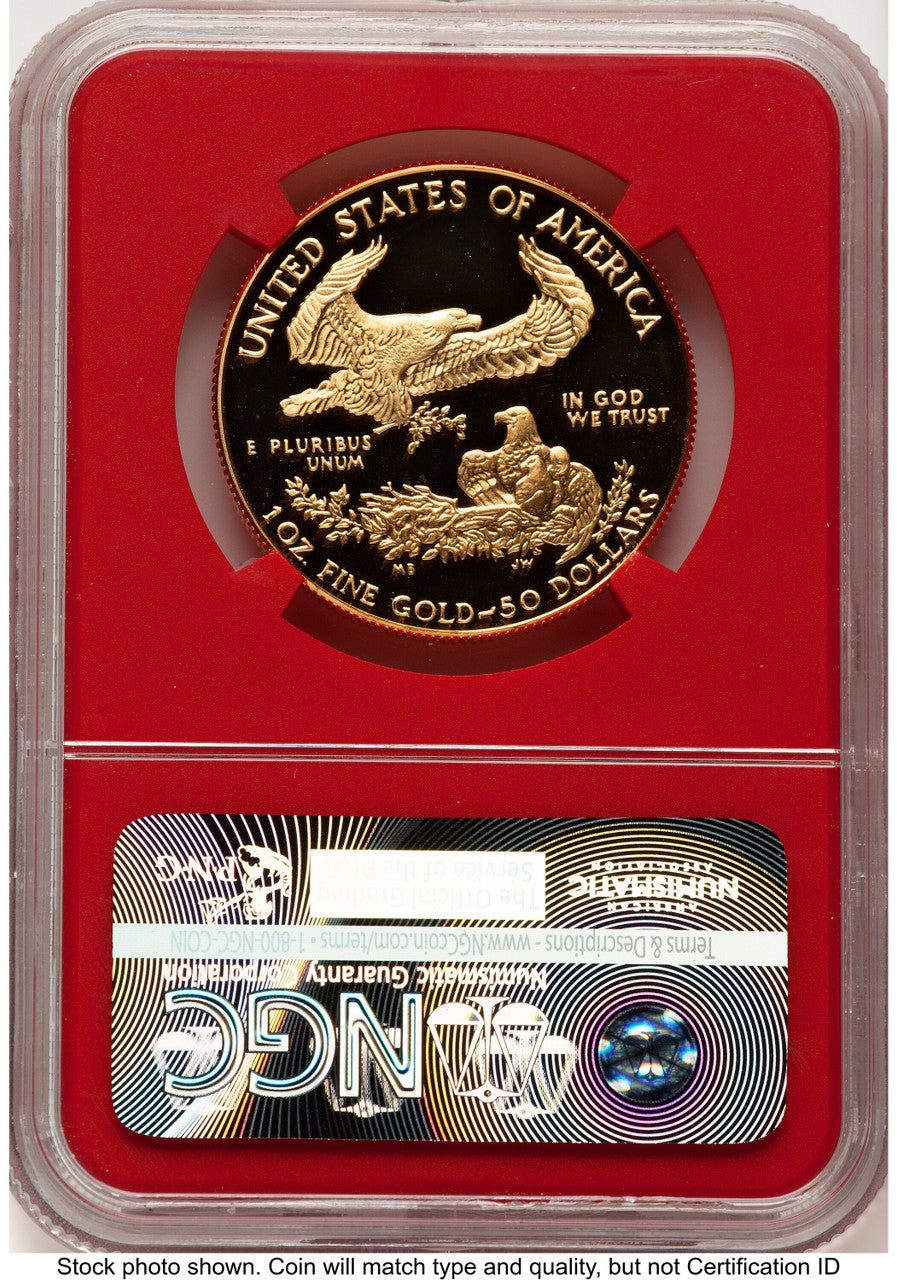 1986-W Proof Gold Eagle 1 oz Mike Castle Red Core NGC PF70
