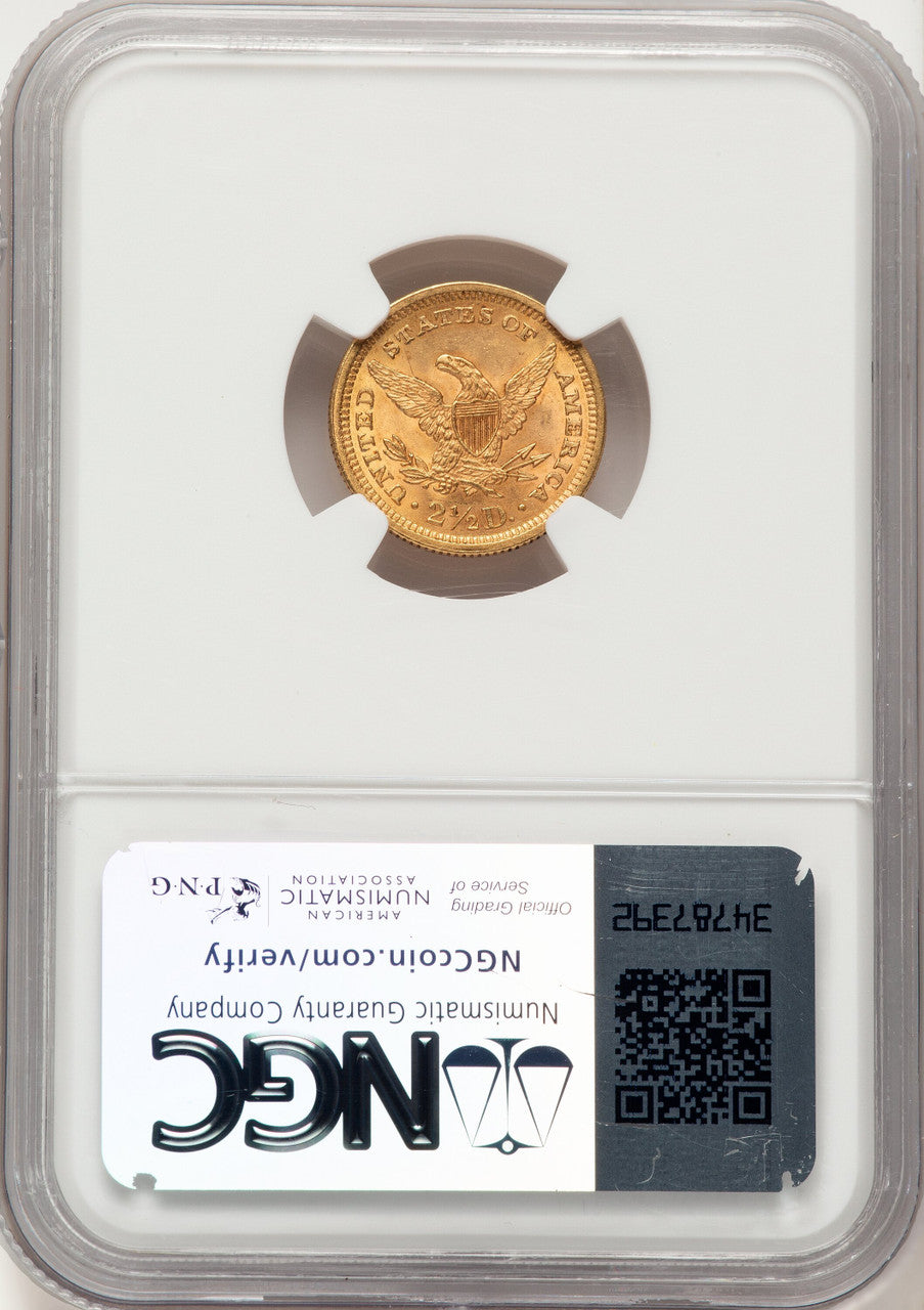 1861 $2.50 New Reverse Type 2 CAC Liberty Quarter Eagle NGC MS64