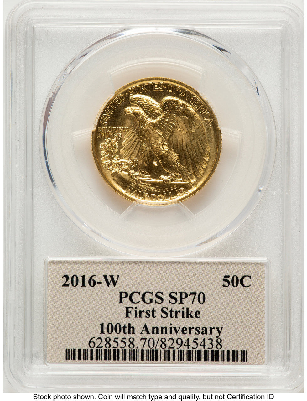 2016-W 50C Walking Liberty 100th Anniversary Gold Centennial FS Thomas Cleveland Art Deco PCGS MS70