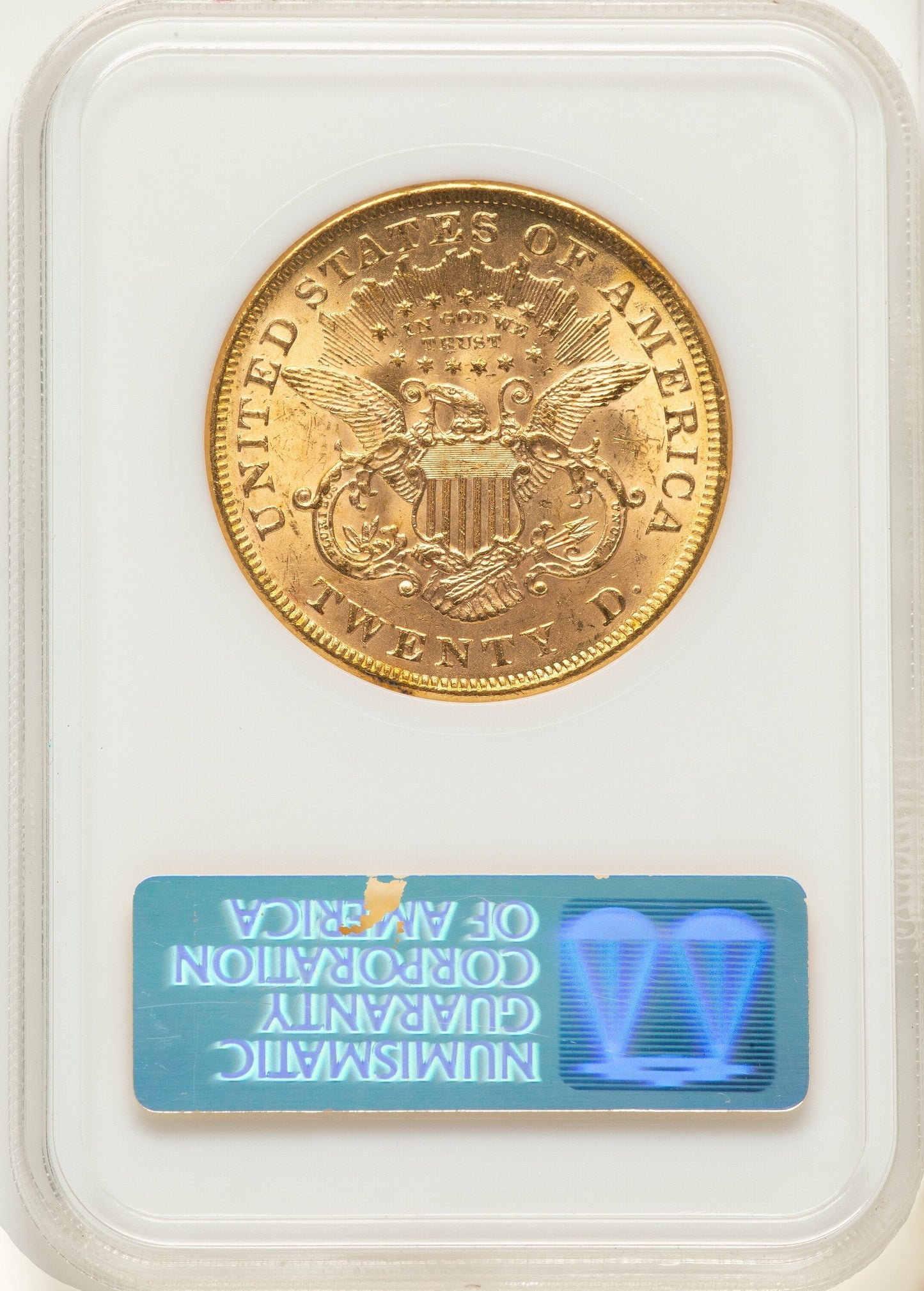 1873 $20 OPEN 3 Liberty Double Eagle NGC MS61