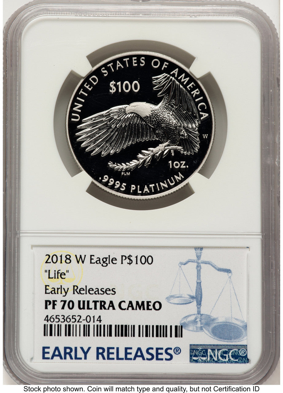 2018-W Proof Platinum Eagle 1 oz ER John /Don Everhart NGC PF70 Mercanti