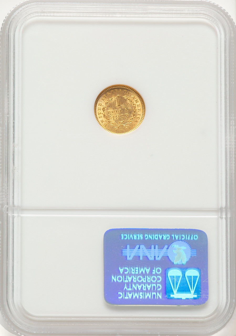 1853 G$1 Gold Dollar NGC MS63