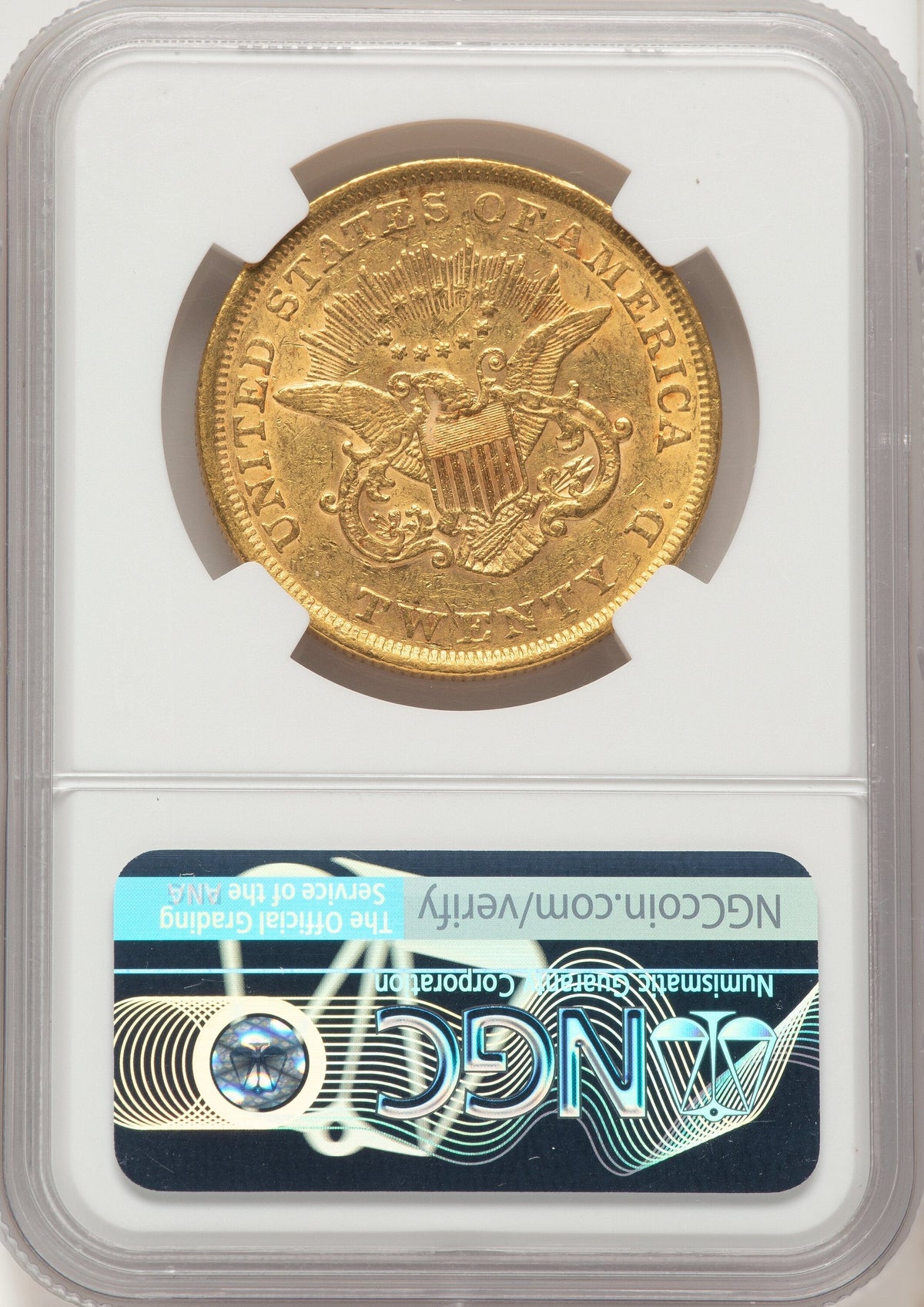 1852 $20 Brown Label Liberty Double Eagle NGC AU55