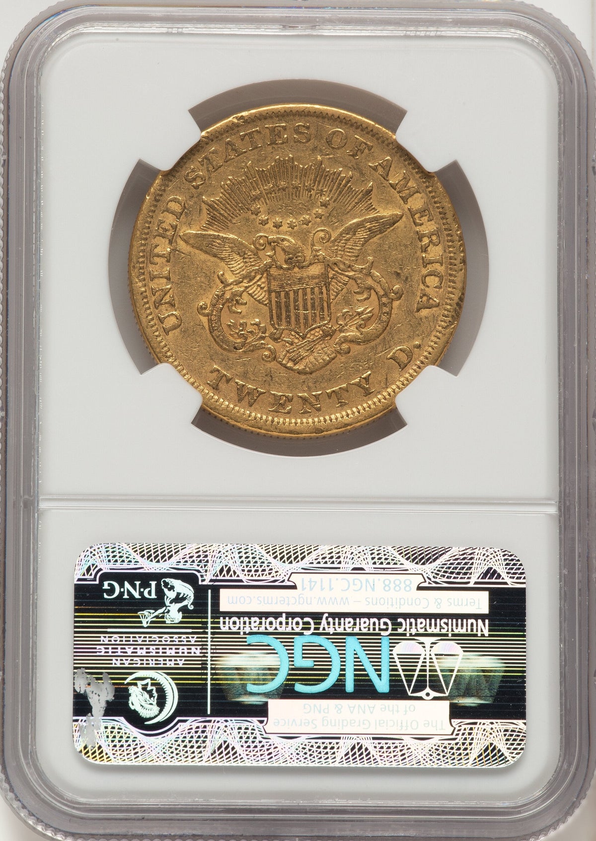 1852 $20 FS-301 Brown Label Liberty Double Eagle NGC XF45