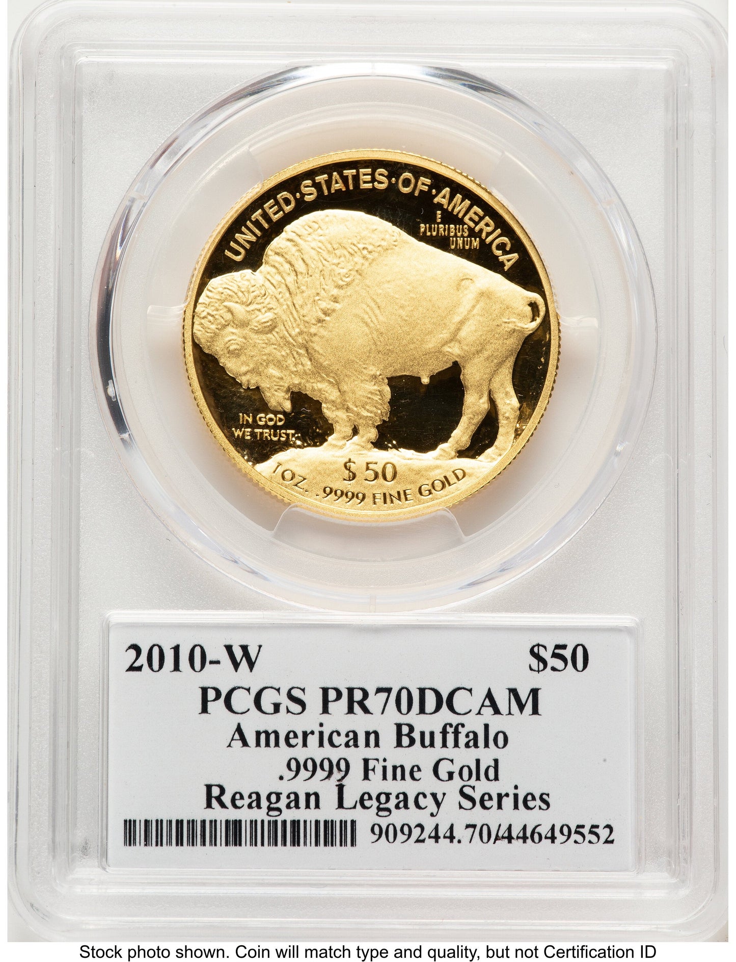 2010-W Proof Gold Buffalo 1 oz Reagan Legacy Series Michael Reagan Picture PCGS PR70