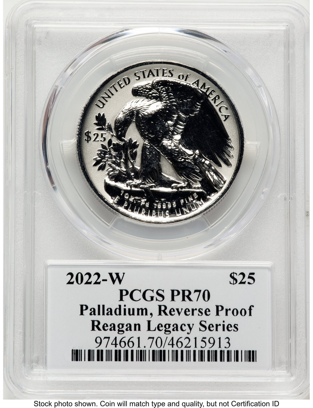 2022-W Palladium Eagle 1 oz REV Reagan Legacy Series Michael Reagan PCGS PR70