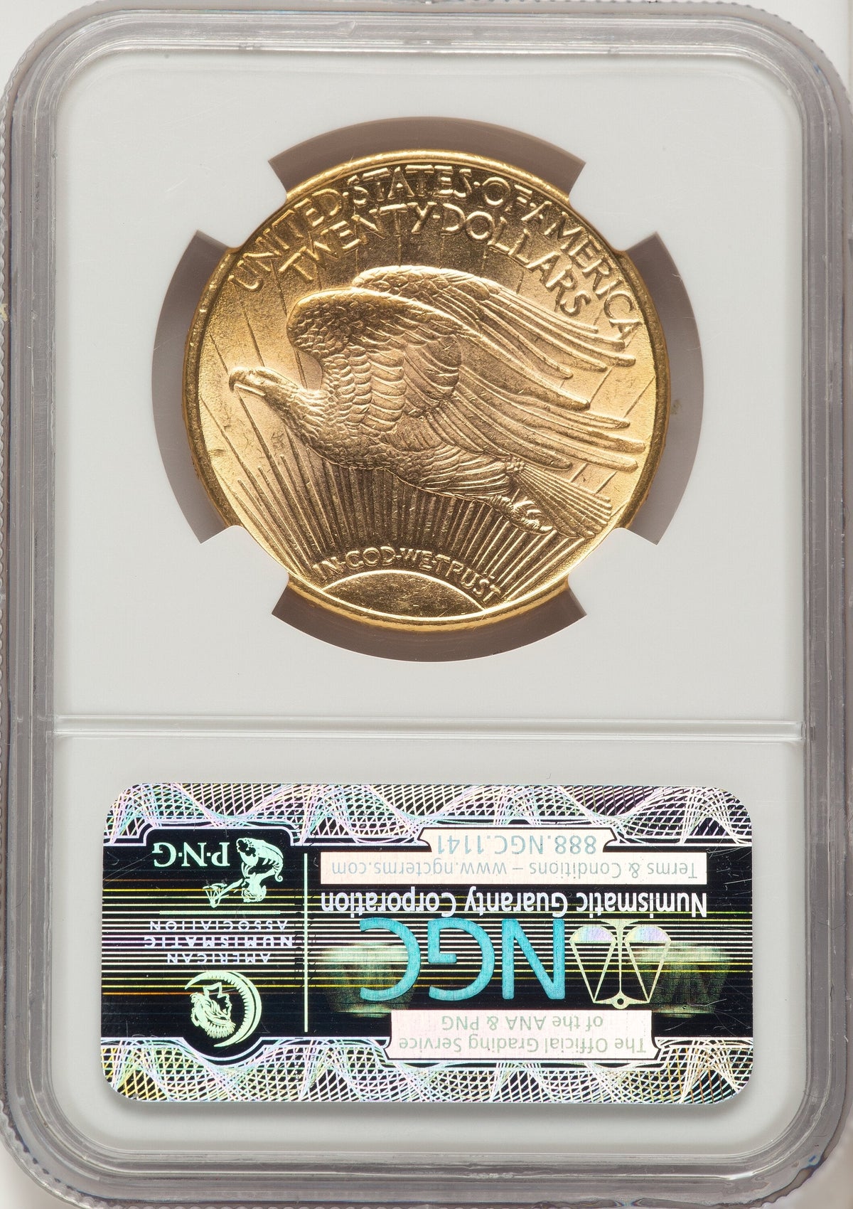 1908-D $20 MOTTO Saint-Gaudens Double Eagle NGC MS61