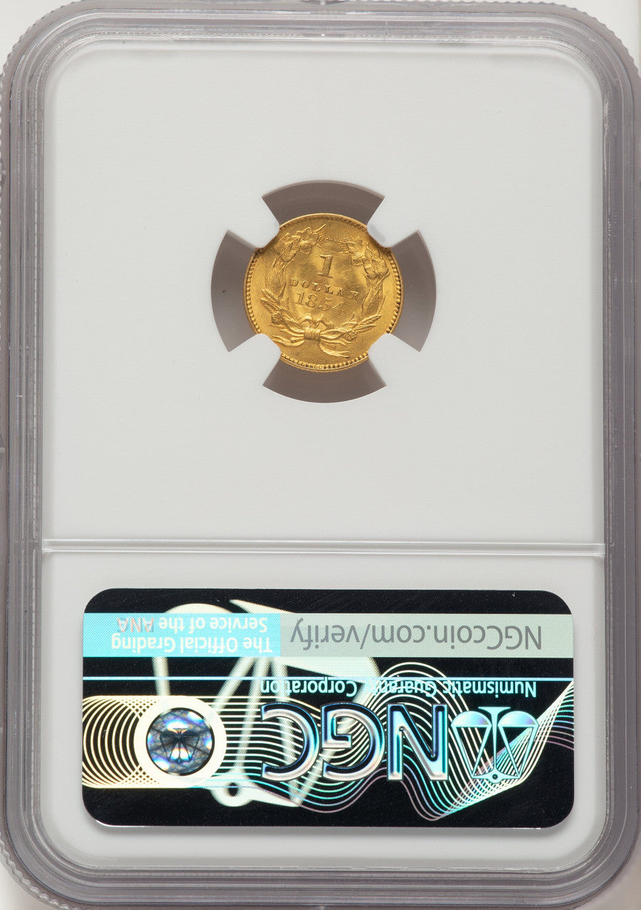 1854 G$1 Type Two Gold Dollar NGC MS63