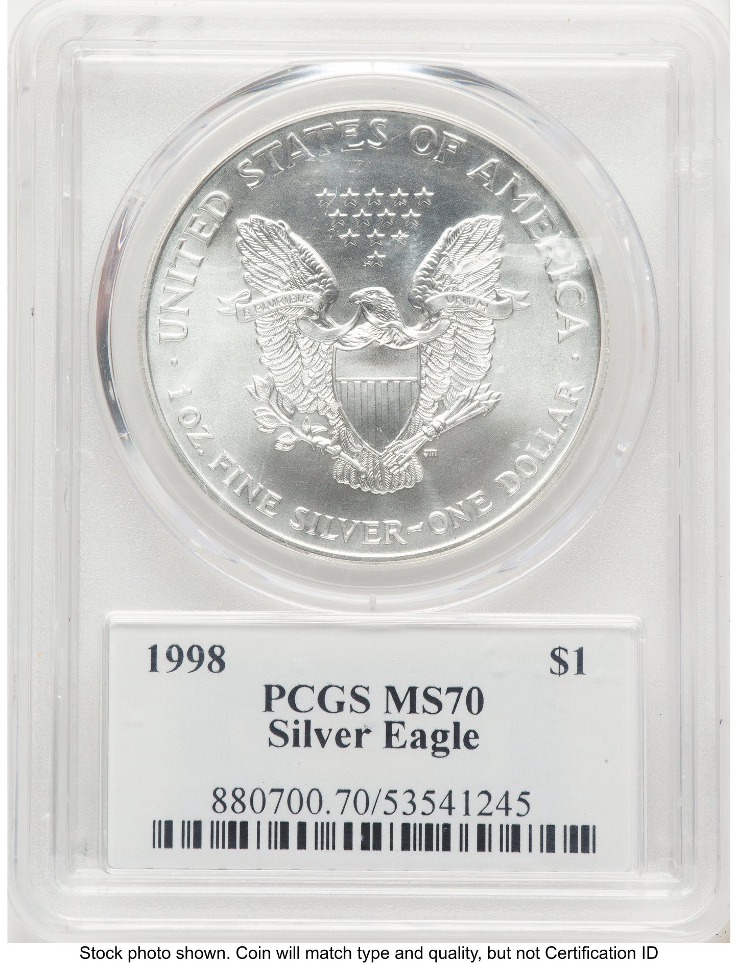 1998 Silver Eagle John PCGS MS70 Mercanti