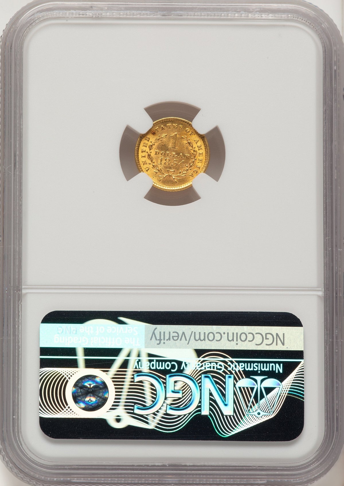 1854 G$1 T-1 Gold Dollar NGC MS64