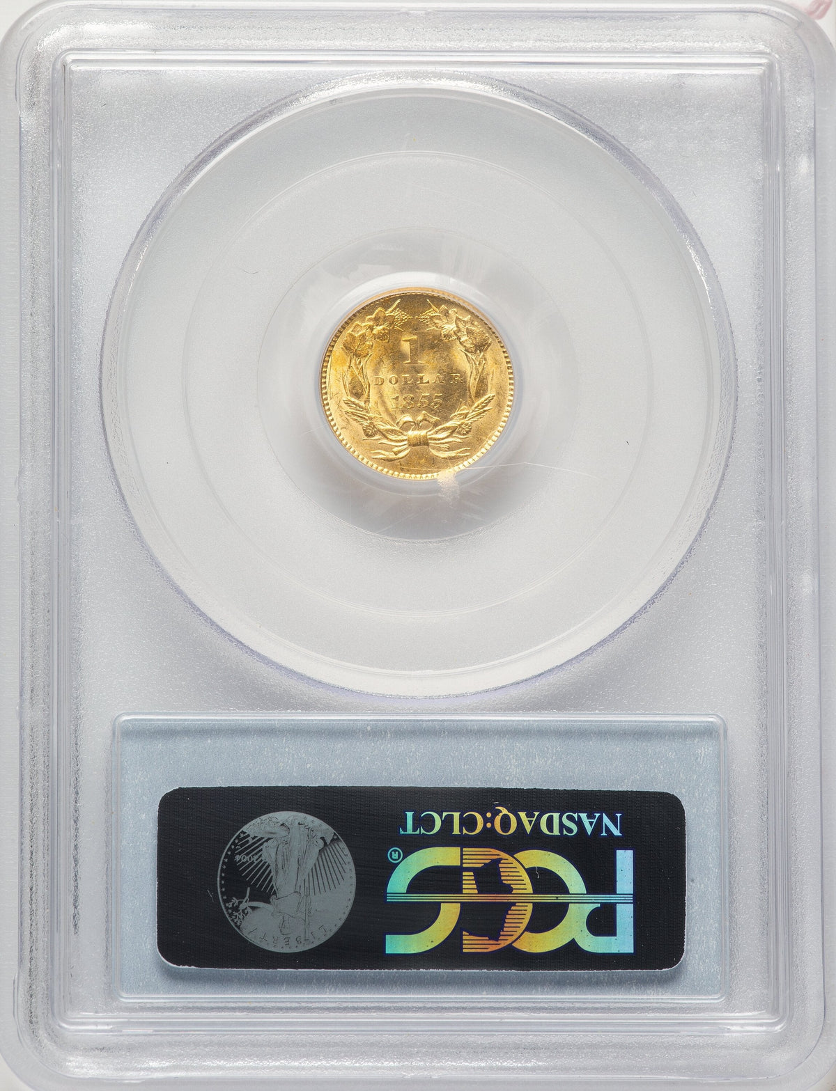 1855 G$1 Type Two Gold Dollar PCGS MS63